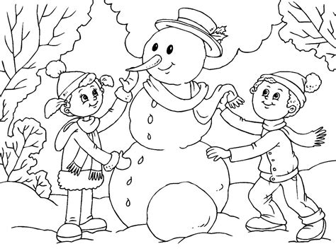 Building A Snowman Coloring Page - Free Printable Coloring Pages for Kids