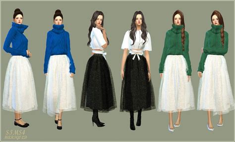 Voluminous Long Flare Skirt for Sims 4