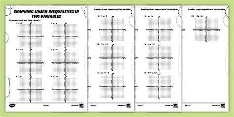 Graphing Linear Inequalities in Two Variables Worksheet