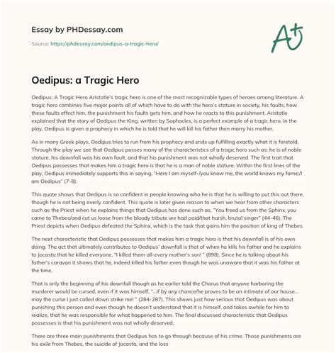 Oedipus: a Tragic Hero - PHDessay.com