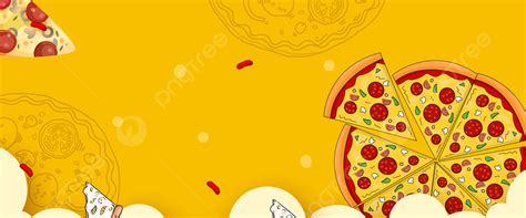 Pizza Cartoon Yellow Poster Banner Background, Food, Snack, Sky Background Image And Wallpaper ...