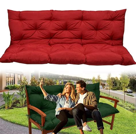 Outdoor Bench Cushions, Garden Swing Seat Cushions with Backrest 2/3 Seater, Replacement Cushion ...