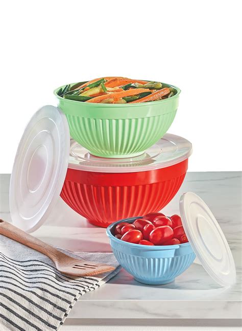 Set of 3 Melamine Mixing Bowls with Lids - Walmart.com