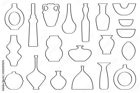 Set of pottery, modern vase shapes, set of ceramics. Stock Vector ...