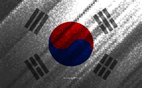 Herunterladen hintergrundbild flagge von südkorea, mehrfarbige ...