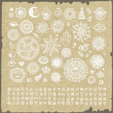 Collection of Various Occult Symbols. Stock Vector - Illustration of ...