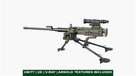 3D model M2 Browning Machine Gun 05 PBR Unity UE V-Ray Textures Included VR / AR / low-poly ...