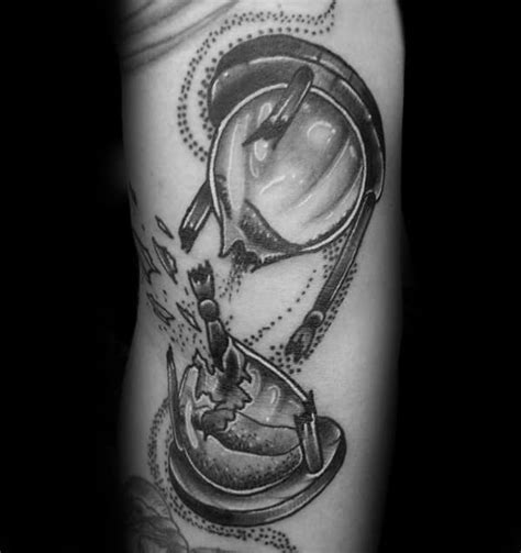 30 Broken Hourglass Tattoo Designs For Men - Time Ink Ideas