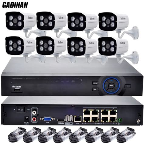 GADINAN 48V 8CH PoE Network NVR IEEE802.3af+8PCS 1080P Waterproof PoE IP Camera Kit Surveillance ...