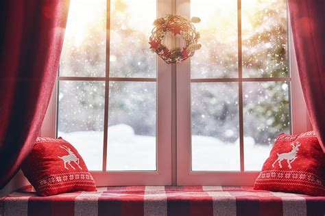 Christmas Snow And Sunshine Outside Window Backdrops for Photography D – Dbackdrop