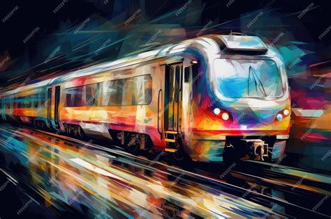 Premium AI Image | Abstract art Colorful painting art of a modern train