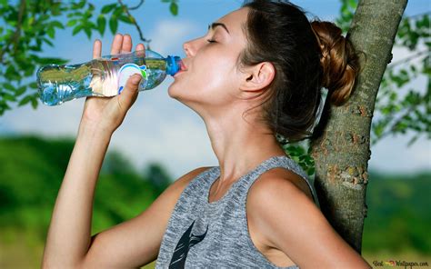 Woman Model Drinking Water 4K wallpaper download