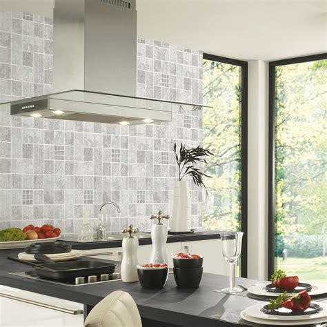 Stylish Grey Kitchen Tile Wallpaper