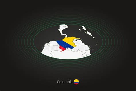 Colombia Map in Dark Color, Oval Map with Neighboring Countries Stock Vector - Illustration of ...