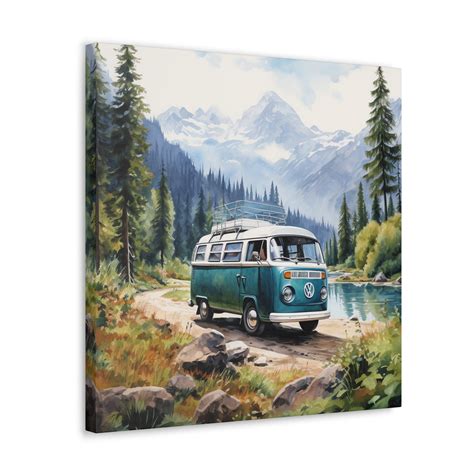 VW Van Print, Camper Van Wall Art, Wilderness Art Decor, Vintage Cars ...