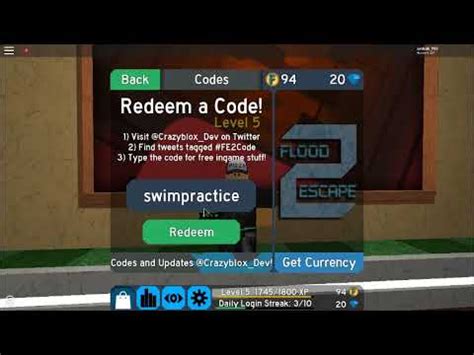 ALL CODES FOR FLOOD ESCAPE 2 - ROBLOX - YouTube