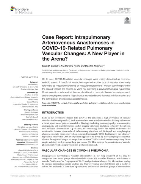 (PDF) Intrapulmonary Arteriovenous Anastomoses in COVID-19-Related Pulmonary Vascular Changes: A ...