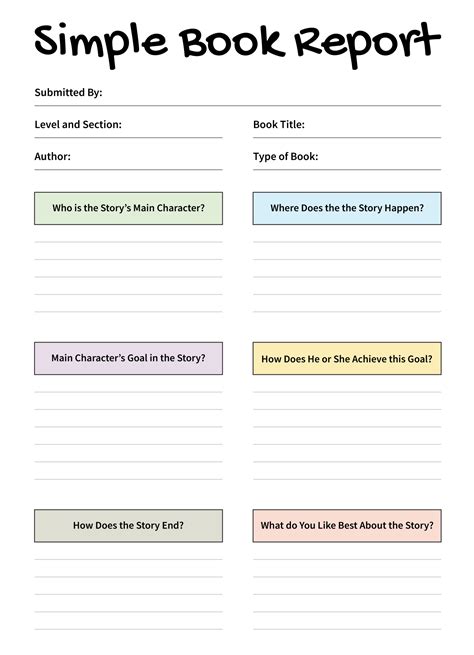 Summary Writing Template Elementary