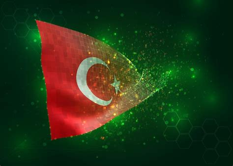 Premium Vector | Turkey on vector 3d flag on green background with ...