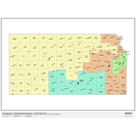 Kansas 2024 Congressional Districts Wall Map by MapShop - The Map Shop