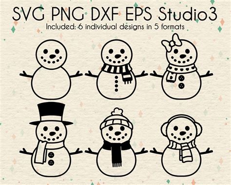 Snowman Bundle SVG File Merry Christmas Design Family SVG | Etsy