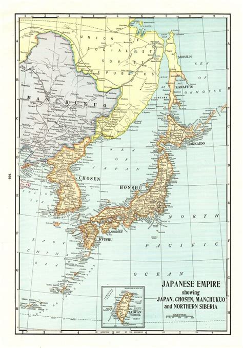 1937 Antique Japan Map Japanese Empire Map Manchukuo Northern Siberia Map 9104 Map Wall Art ...