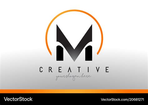 M letter logo design with black orange color cool Vector Image