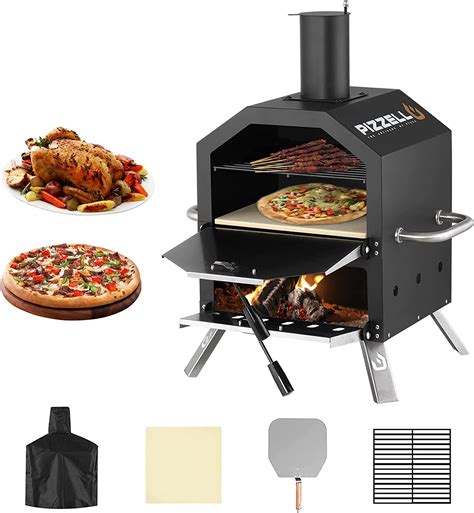 Pizzello Outdoor Pizza Oven Wood Fired 2-Layer Pizza Ovens 12" Outside ...