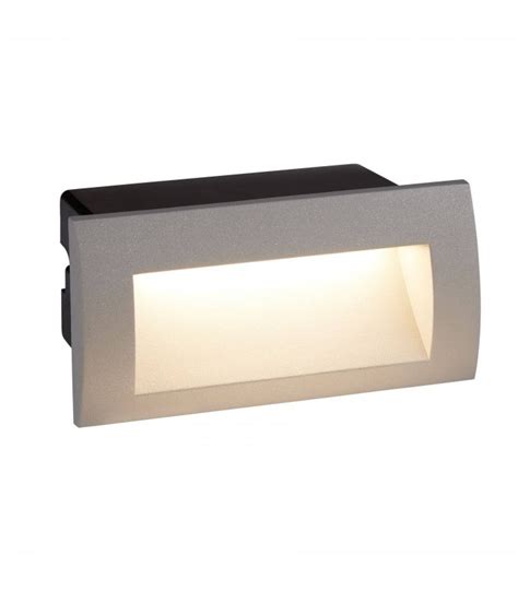 LED Indoor / Outdoor Recessed Rectangle Wall Light Grey IP65