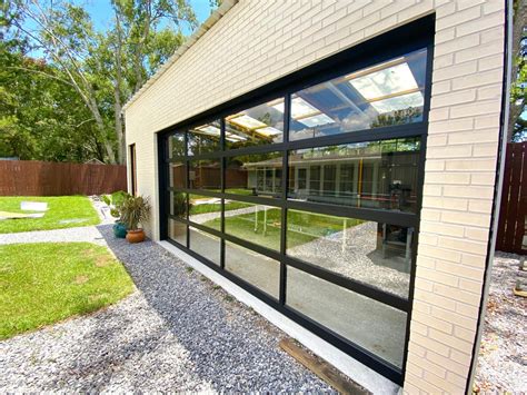 Contemporary Black Aluminum & Clear Tempered Glass Garage Door – Lux Garage Doors