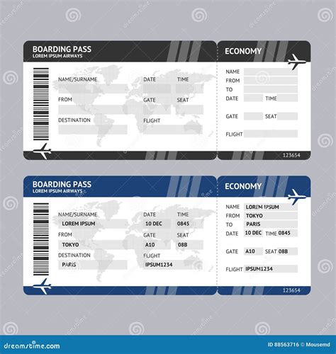 Airline Ticket Boarding Pass. Vector Stock Vector - Illustration of ...