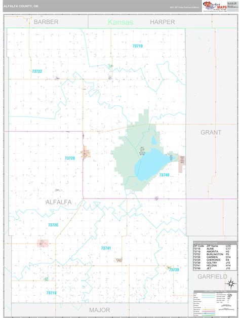 Alfalfa County, OK Wall Map Premium Style by MarketMAPS