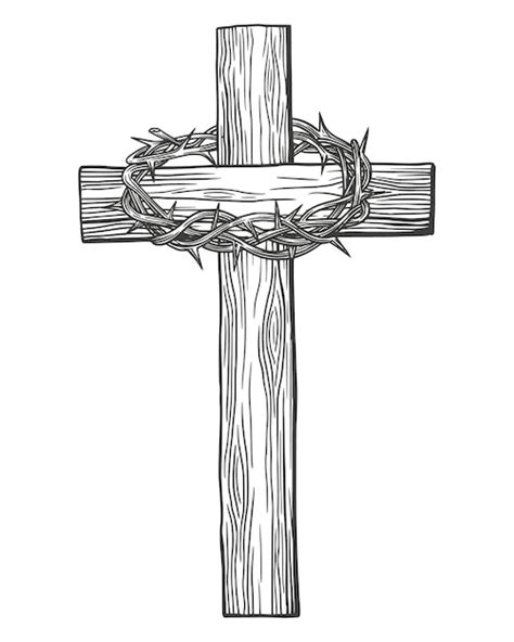 Premium Vector | Crown of thorns, wooden cross. Easter . symbol of ...