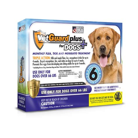 Flea and Tick Treatment for Dogs 66 lbs + Prevention Control Vetguard Plus