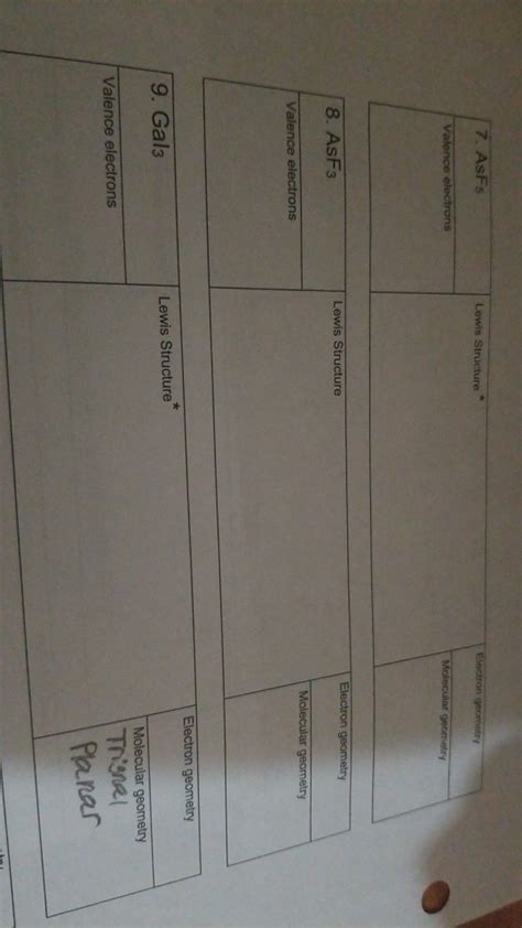 Solved 7. AsFs Lewis Structure Electron geometry Valence | Chegg.com