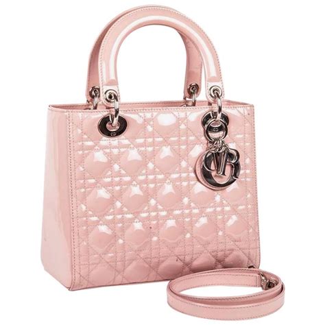 DIOR Lady Dior Bag in Pink Varnished Quilted Leather For Sale at ...