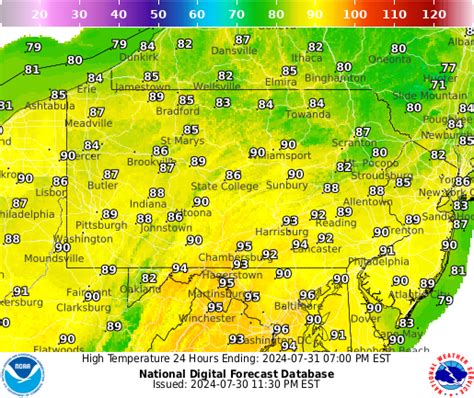 NOAA Graphical Forecast for Pennsylvania