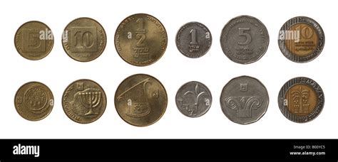 Israeli new shekel coins isolated on white Stock Photo - Alamy