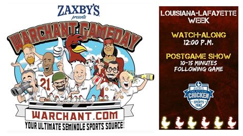 FSU vs Louisiana Lafayette LIVE | Warchant Watch-along | Zaxby's Warchant GameDay | FSU Football ...