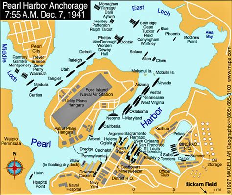 Pearl Harbor Anchorage Map Dec 7, 1941