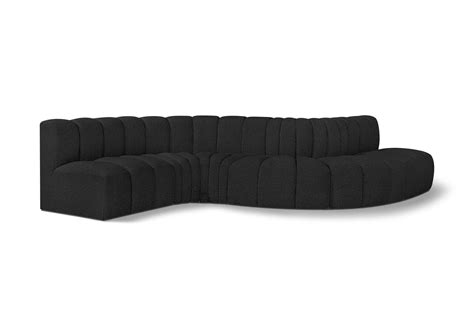 Arc Black Boucle Fabric Modular Sofa