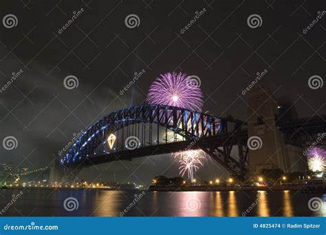 Fireworks over the Bridge stock photo. Image of light - 4825474