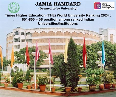 Jamia Hamdard ranked at 6th Position in India in Times Higher Education World University Ranking ...