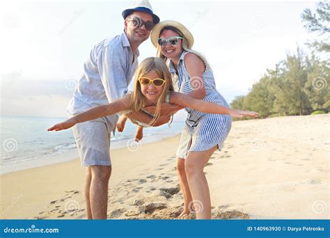 Happy Family on the Beach. People Having Fun on Summer Vacation Stock Photo - Image of smile ...