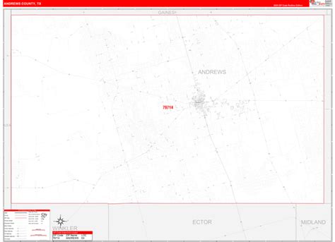 Andrews County, TX Zip Code Wall Map Red Line Style by MarketMAPS ...