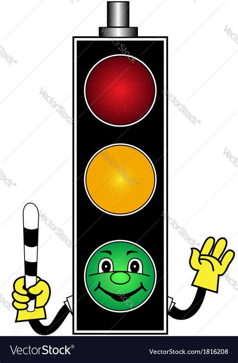 Cartoon green traffic light Royalty Free Vector Image