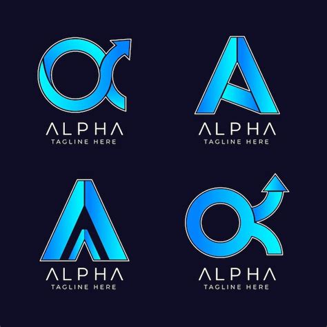 Free Vector | Flat design alpha logos pack