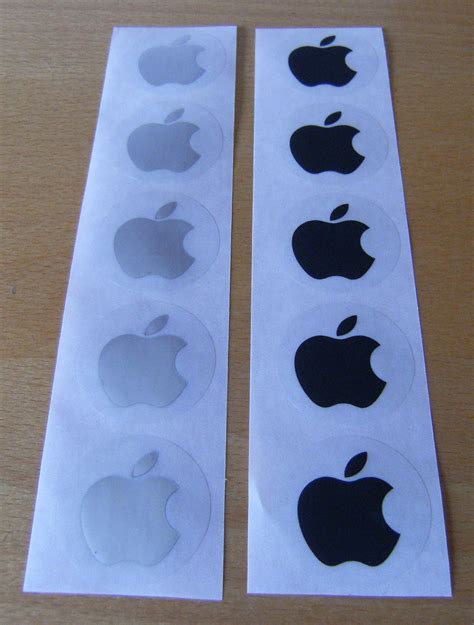 Apple Logo Stickers in BLACK & SILVER, 40mm across