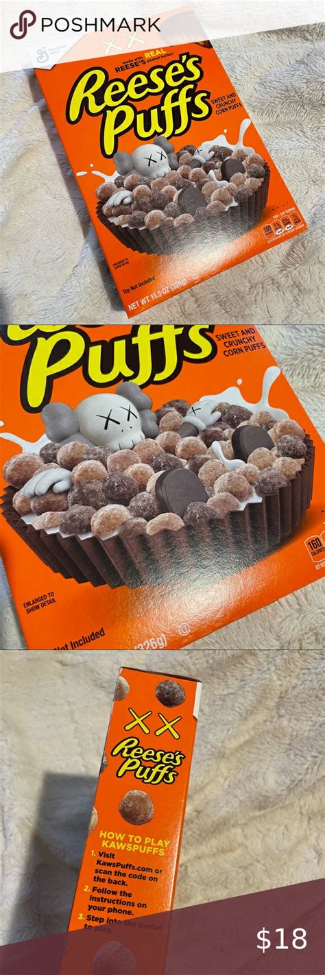 KAWS x Reese’s Puffs Kaws Puff collectible cereal box Corn Puffs, Reese's Puffs, Cereal Box ...