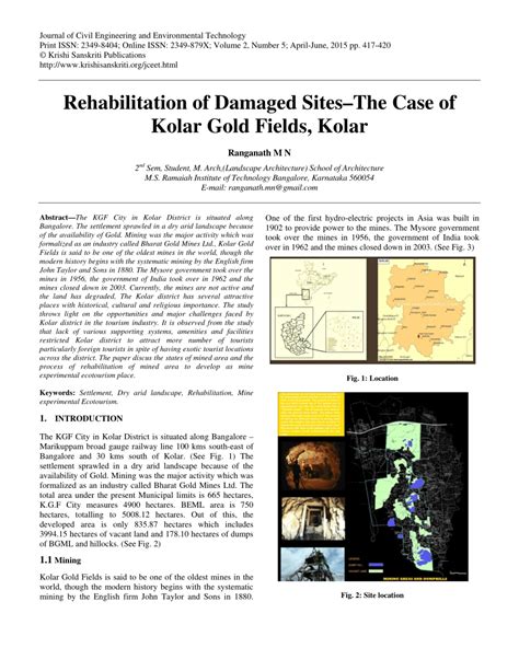 (PDF) Rehabilitation of Damaged Sites-The Case of Kolar Gold Fields, Kolar